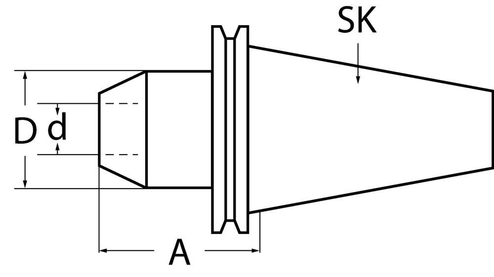 Flächenspannfutter DIN 69871AD/B Weldon Spann-Ø 20 mm SK40 Auskraglänge 63 mm