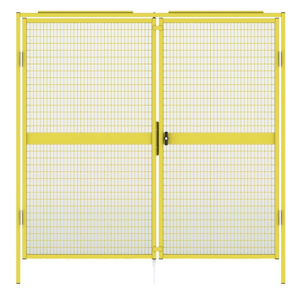 Doppel-Flügeltür für Maschinenschutzgitter, abschließbar, BxH 2000x2000 mm, RAL 1018 zinkgelb