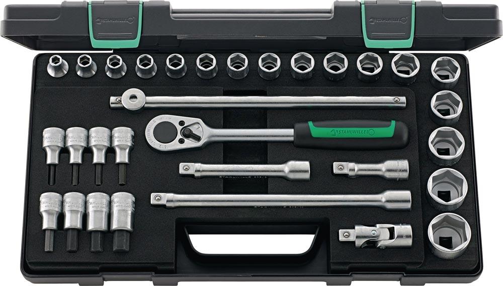 Steckschlüsselsatz 52/54/25/6 31-teilig 1/2  Schlüsselweiten 8-32 mm Anzahl Zähne 36 6-Kant Steckschlüsselsatz 52/54/25/6 31-teilig 1/2  Schlüsselweiten 8-32 mm Anzahl Zähne 36 6-Kant