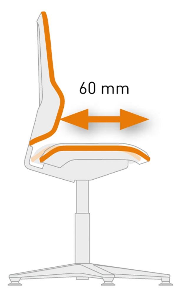 Arbeitsdrehstuhl, Permanentkontakt, mit Gleiter und Aufstieghilfe, Flexband grau, Basisstuhl ohne Polster, Sitz Höhe 590-870 mm, DIN 68877