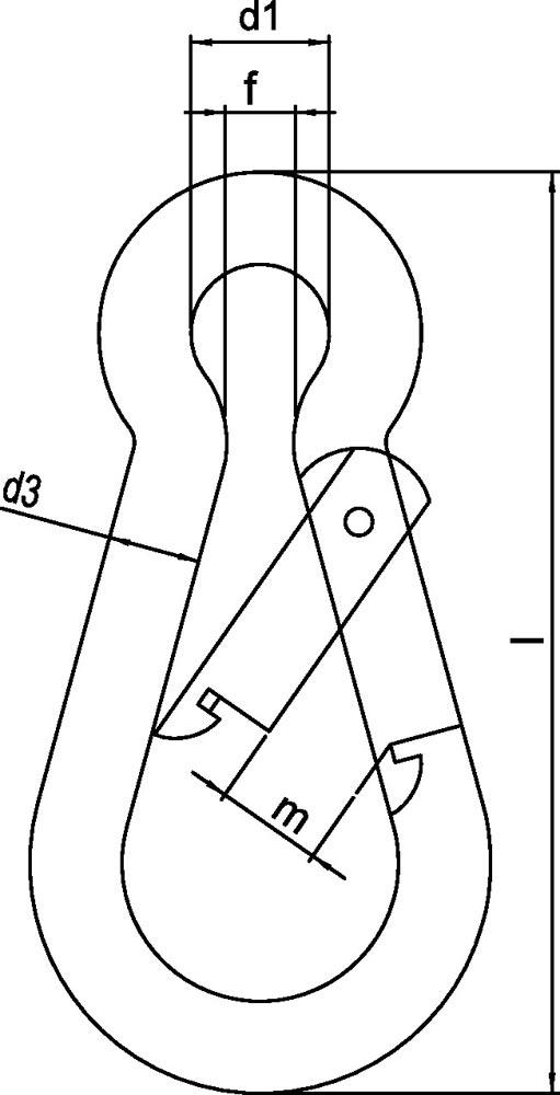 Karabinerhaken DIN 5299, Form C Länge 50 mm Drahtstärke 5 mm Tragfähigkeit 100 kg galvanisch verzinkt