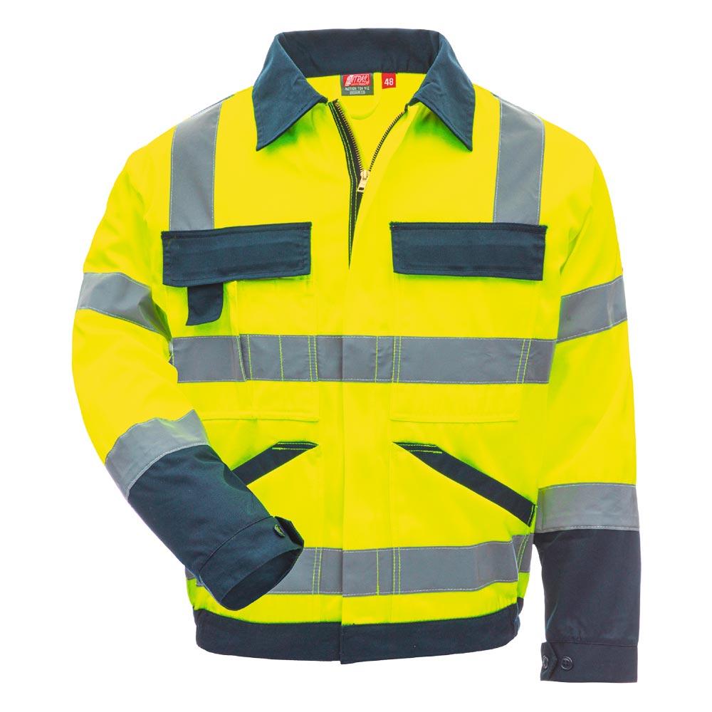 MOTION TEX VIZ, Warnschutz - Arbeitsjacke, neongelb/marineblau, Gr. 50