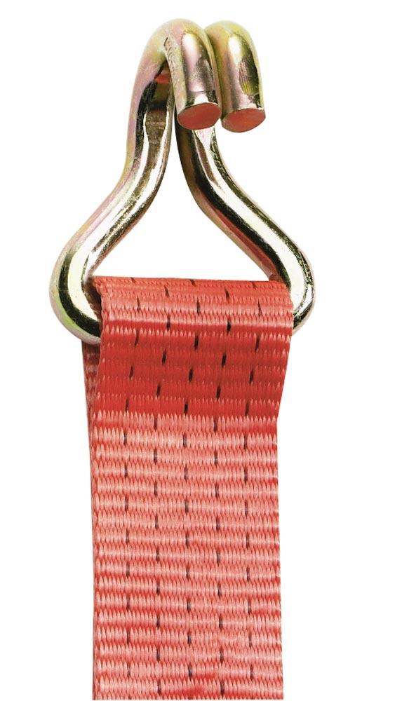 Zweiteiliger Zurrgurt, mit Spitzhaken, 5000 daN zul. Zugkraft in der Umreifung, Gurtbreite 50 mm, Länge 4 m, Farbe rot, 5 Streifen, VE 2 Stück