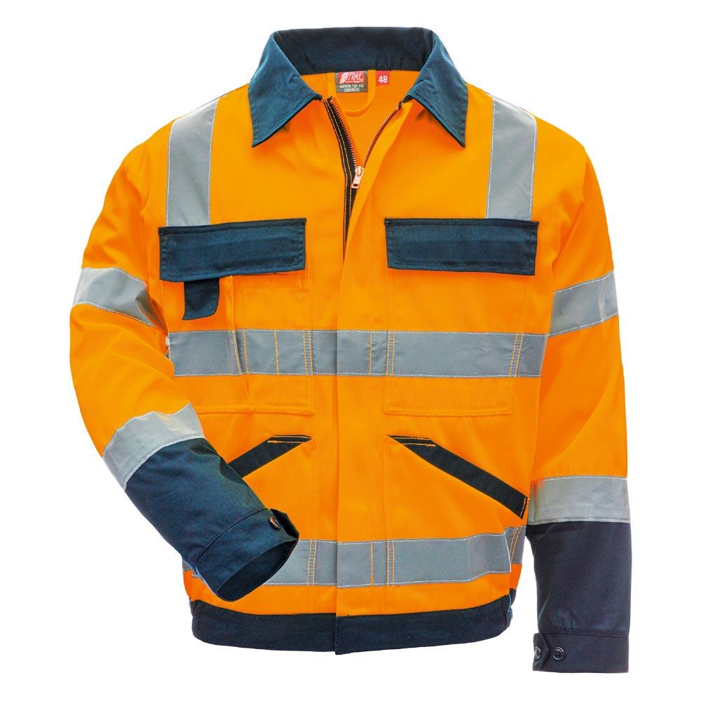MOTION TEX VIZ, Warnschutz - Arbeitsjacke, neonorange/marineblau, Gr. 56