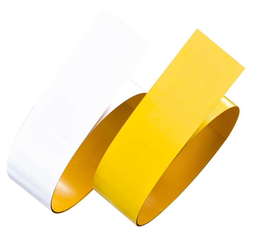 Bodenmarkierband, Stahl, staplerfest, Rollenbreite 75 mm, Rollenlänge 1,5 m, Farbe gelb