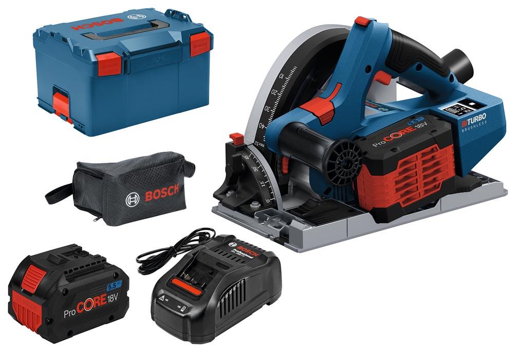 BOSCH Akku-Tauchsäge GKT 18V-52 GC, 2x5.5Ah ProCORE18V, FSN 1400, GAL 1880 CV L-BOXX, JitKit