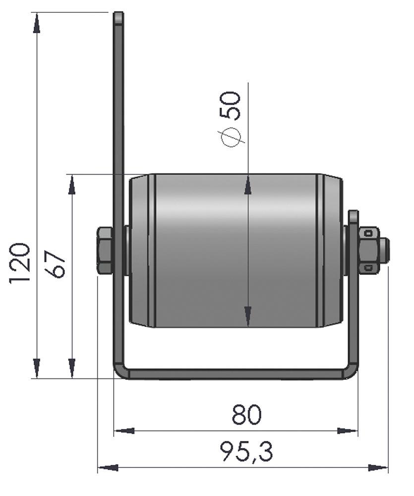 Palettenrollschiene, verzinkt, Profil einreihig, Rolle Durchm. 50 mm, Traglast 160 kg, Bauhöhe 67/120 mm, Achsabstand 78 mm, Seitenführung