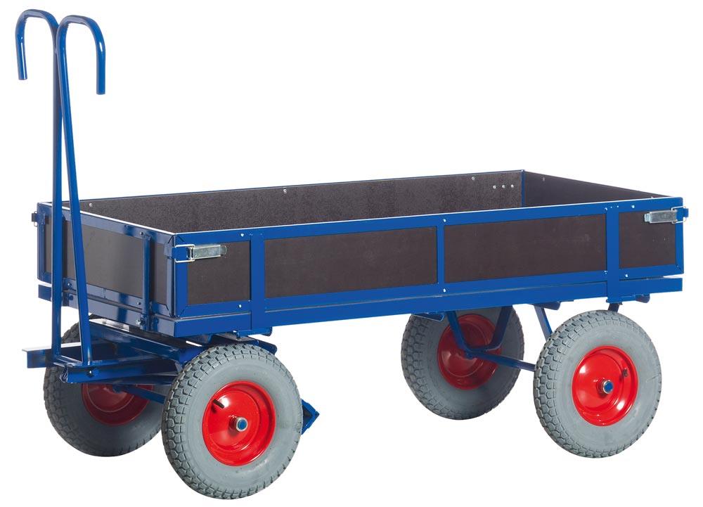 Handpritschenwagen mit Bordwänden, Ladefläche LxB 1960x960 mm, Traglast 1000 kg, Luftbereifung 400x100 mm