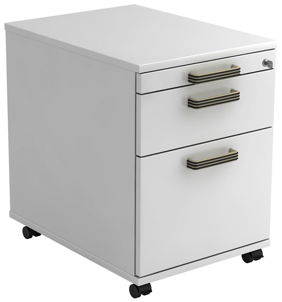 Rollcontainer, BxTxH 428x580x590 mm, 1 Utensilienschub, 1 Schublade, 1 Hängeregistratur, Schloss, weiß