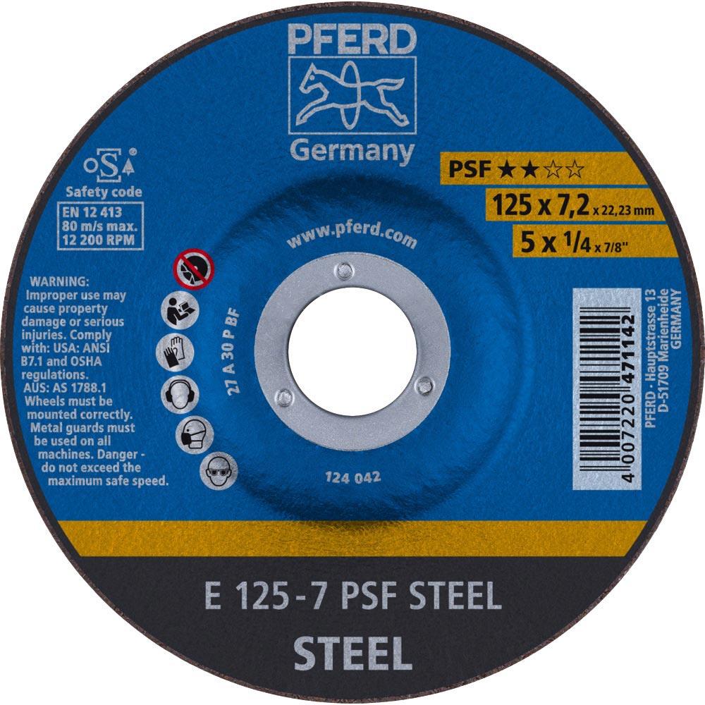 Schruppscheibe PSF STEEL D125xS7,2mm gekröpft Stahl Bohrung 22,23 mm