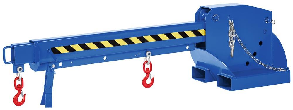 Kranarm für Gabelstapler, Länge 2260-3760 mm, Traglast 1000-5000 kg, 6fach ausziehbar, RAL 5010 enzianblau