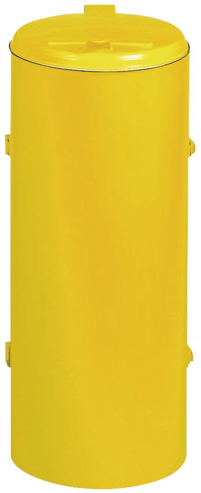 Abfallsammler mit Einflügeltür, Sammler und Deckel RAL 1023, HxDurchm. 900x450 mm, Vol. 120 l