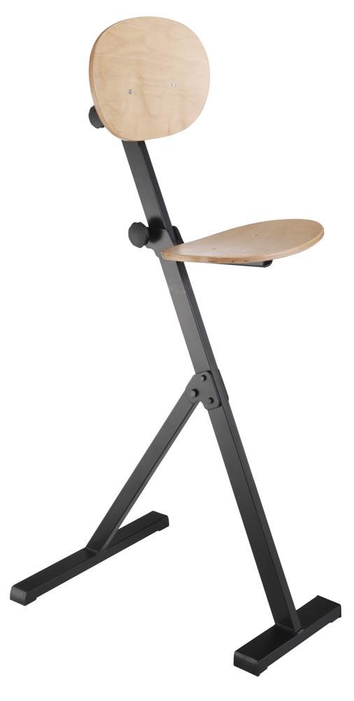 Stehhilfe mit Rückenlehne, Bezug Skai schwarz, Höhenverstellung 550-900 mm, RAL 3020