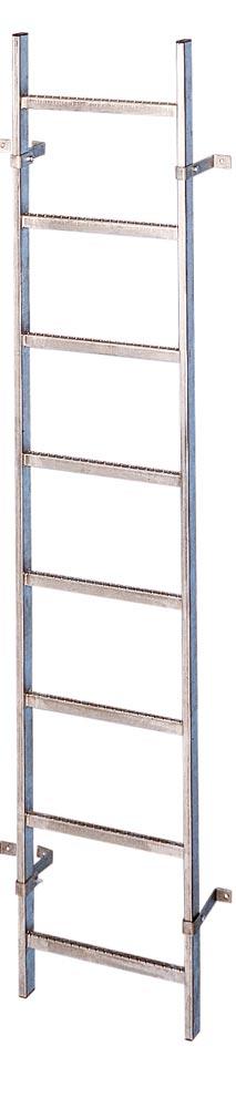 Schachtleiter aus Edelstahl V4A, lichte Weite 400 mm, Außenbreite 440 mm, 11 Sprossen, Länge ca. 3,08 m