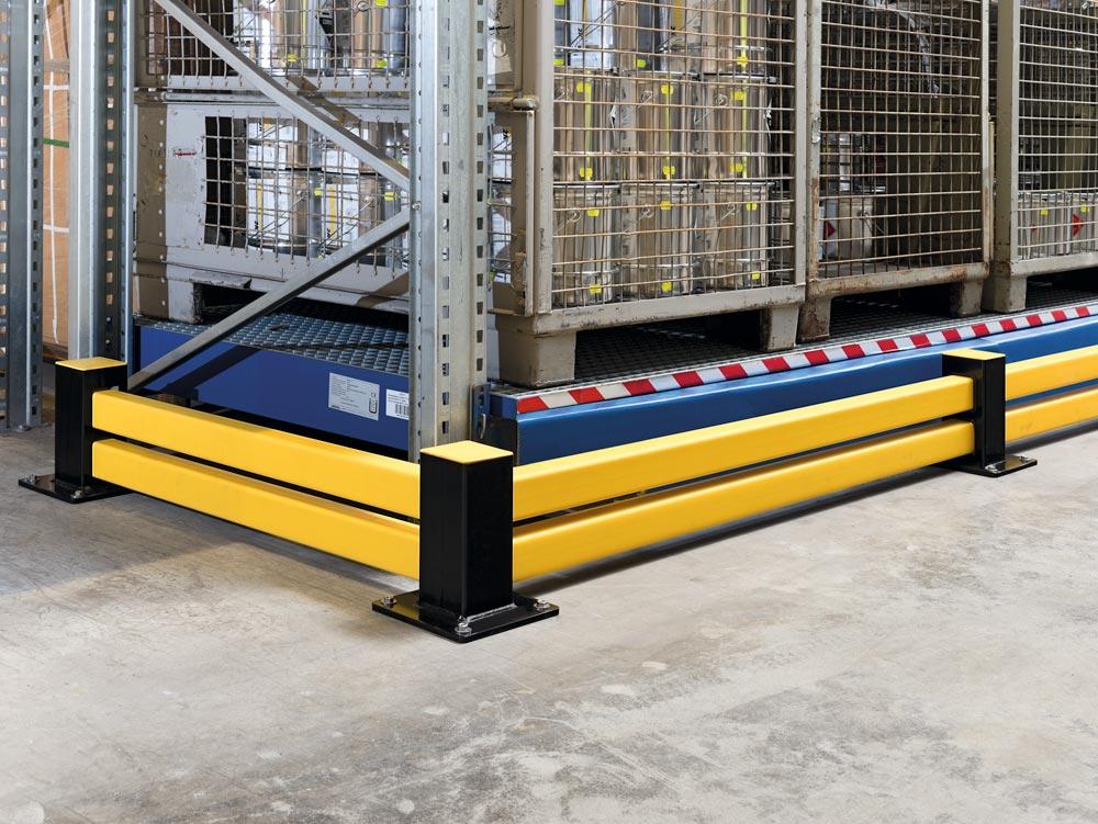 Hybrid-Rammschutz-Bodenbarriere, Stahl-Eckpfosten 90, 100x100 mm, schwarz, Höhe 255 mm