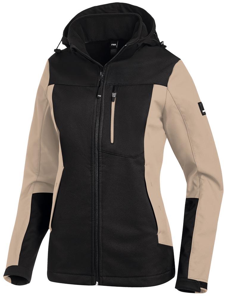 Damen-Softshell-Jacke JULIA, beige-schwarz Gr. L