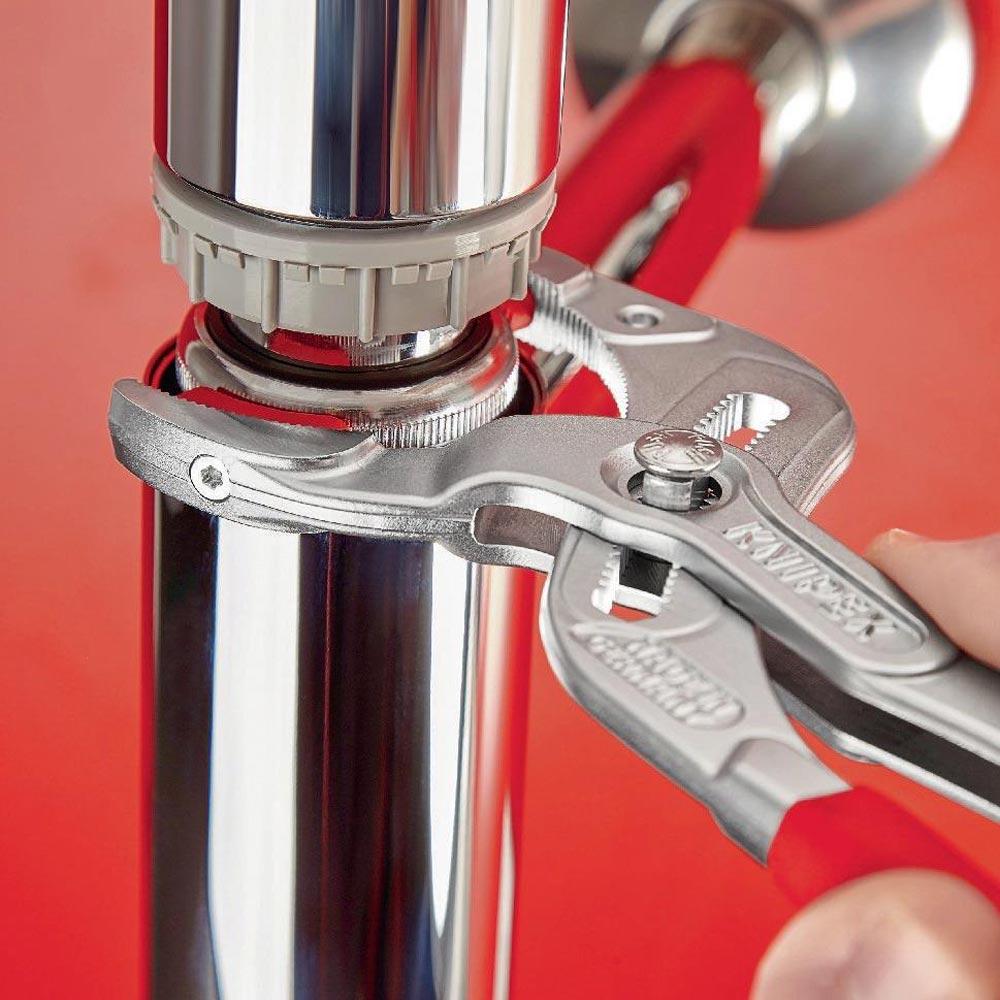 Syphon-/Connectorenzange Länge 250 mm Spannweite 10 - 75 mm verchromt mit Kunststoffbacken Syphon-/Connectorenzange Länge 250 mm Spannweite 10 - 75 mm verchromt mit Kunststoffbacken
