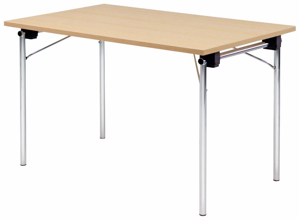 Klapptisch, BxTxH 1200x700x760 mm, 4-Fuß-Gestell verchromt, melaminharzbesch. Platte ahorn
