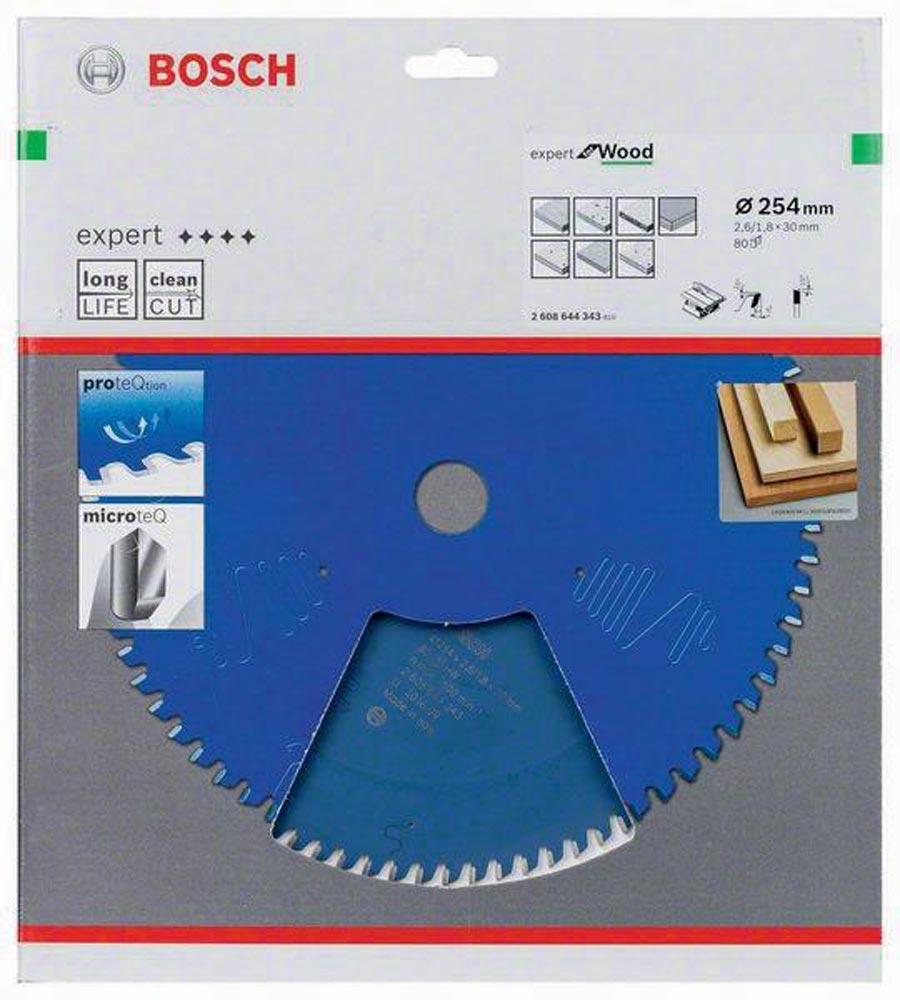 Kreissägeblatt Außen-Ø 254 mm Zähnezahl 80 WZ Bohrung 30 mm Schnittbreite 2,6 mm HM