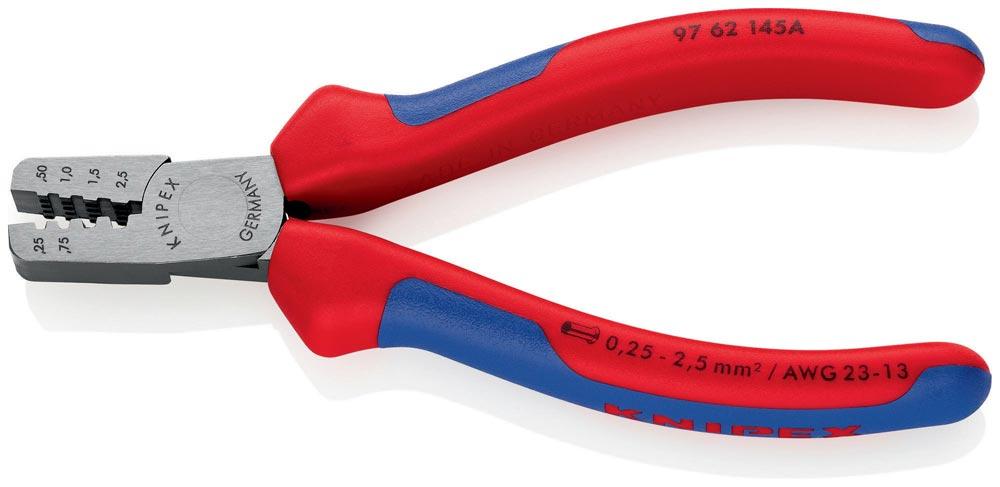 Aderendhülsenzange Gesamtlänge 145 mm 0,25 - 2,5 (AWG 23 - 13) mm poliert Mehrkomponenten-Hüllen