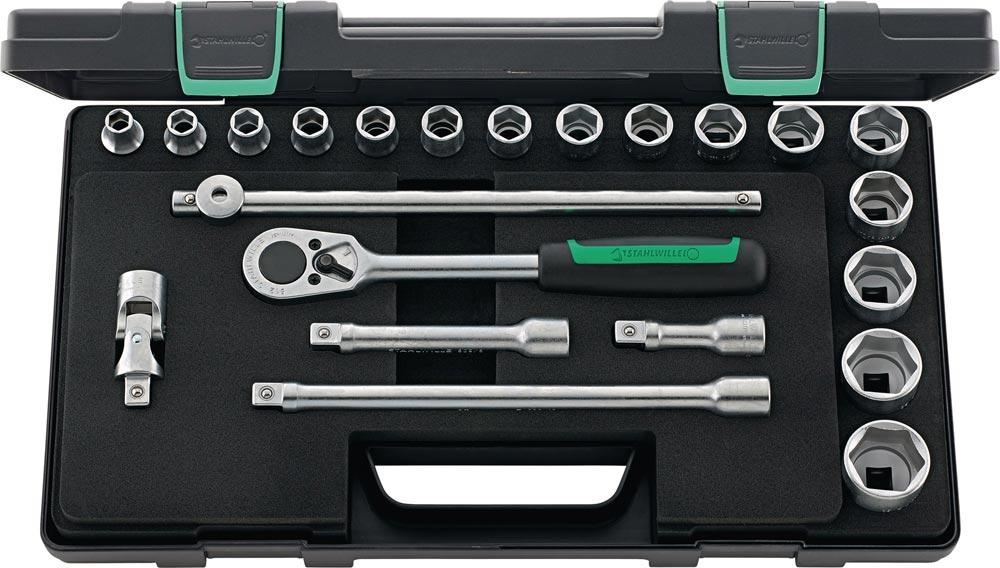 Steckschlüsselsatz 52/16/6 22-teilig 1/2  Schlüsselweiten 10-32 mm Anzahl Zähne 36 6-Kant Steckschlüsselsatz 52/16/6 22-teilig 1/2  Schlüsselweiten 10-32 mm Anzahl Zähne 36 6-Kant