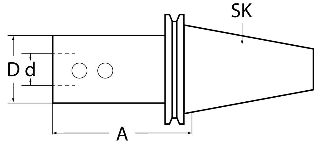 Bohrerhalter E1 DIN 69871 AD/B Spann-Ø 25 mm SK40 Auskraglänge 70 mm