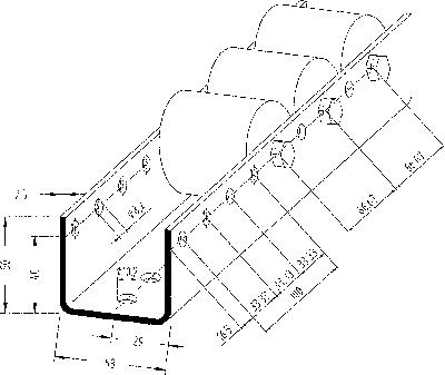 Colli-Rollenschiene, Profil 50/58/50x2,5 mm, verz., Doppel-Stahlr. KS-ummantelt m. Spurkranz, Traglast 40 kg/Rolle, Bauhöhe 67/75 mm, Achsabst. 100 mm