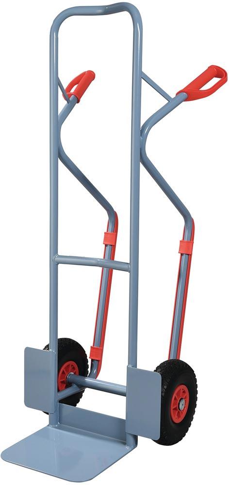 Stapelkarre mit Kufen Höhe 1300 mm Schaufel-L250xB320mm PU-Bereifung Tragfähigkeit 300 kg taubenblau, RAL 5014