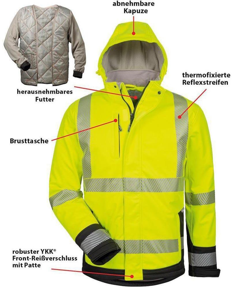 Winter-Warnschutz-Softshelljacke Melvin Größe L gelb/schwarz