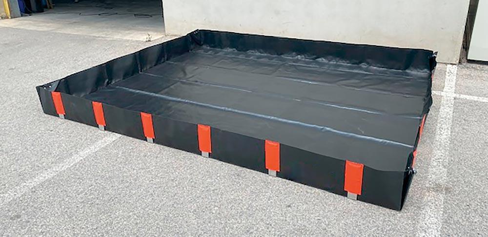 Flexible Auffangwanne, BxTxH 2500x3000x250mm, Aufnahme 1750 Liter, für 16x200 Liter Fass oder 4 IBC