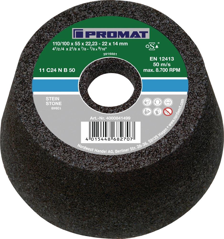 Schleiftopf C16N 110/100 mm Natur- und Kunststein, Stahlguss 16 Bohrung 22,23 mm