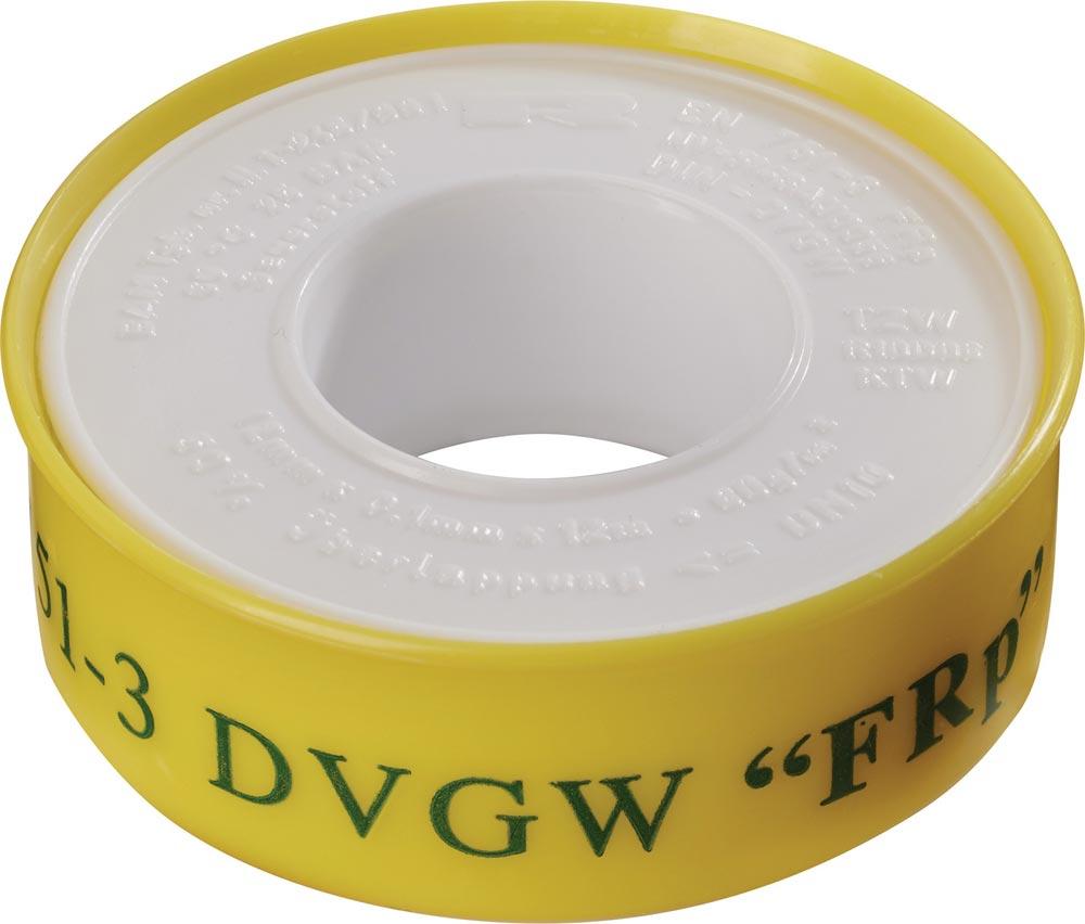 PTFE Dichtband FRp L12 m B12 mm D0,1 mm weiß 60 g/m Rolle