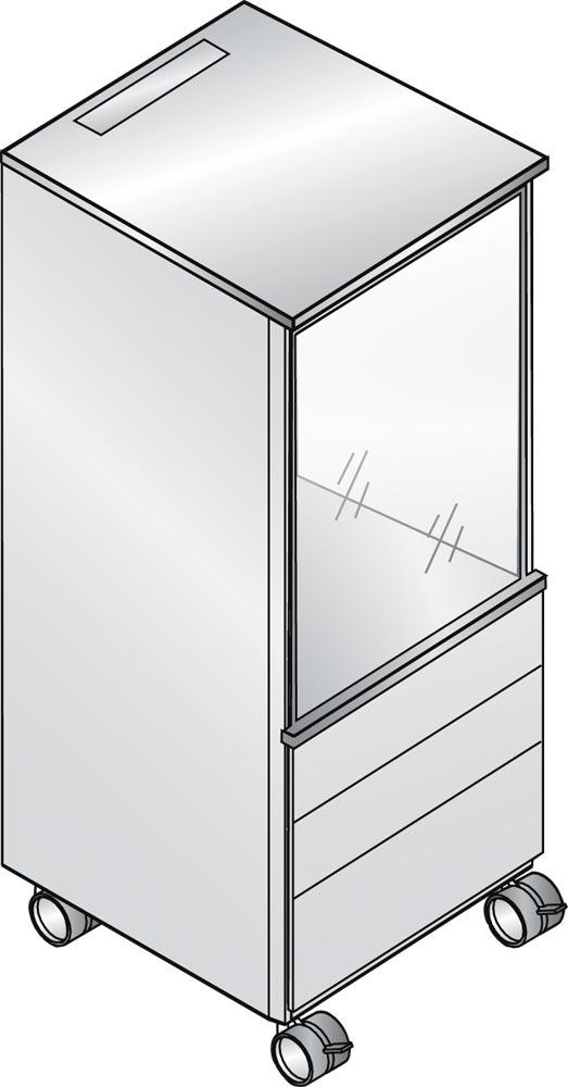 Kühlschrank-Caddy, BxTxH 500x600x1157 mm, Kühlschrank, Abfallsammler (1x18 l, 2x8,5 l) RAL 9016 verkehrsweiß