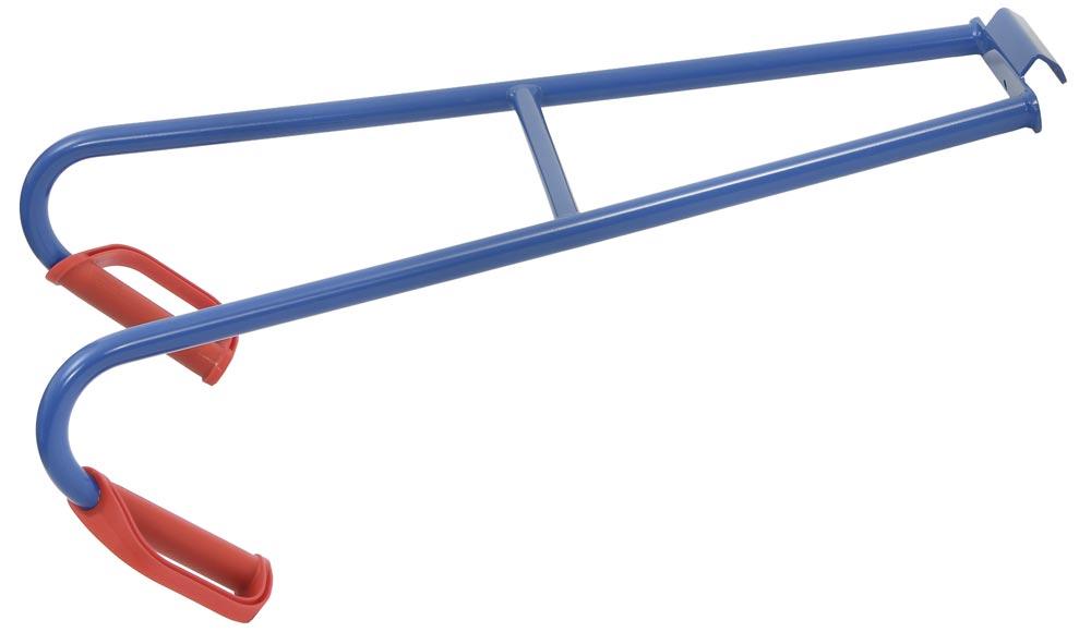Gerätekarre, Schaufel 550x190 mm, BxH 700x1300 mm, kompl. mit Lufträdern, Treppensternen, Tragholm und Spanngurt, Traglast 400 kg, RAL 5007 blau