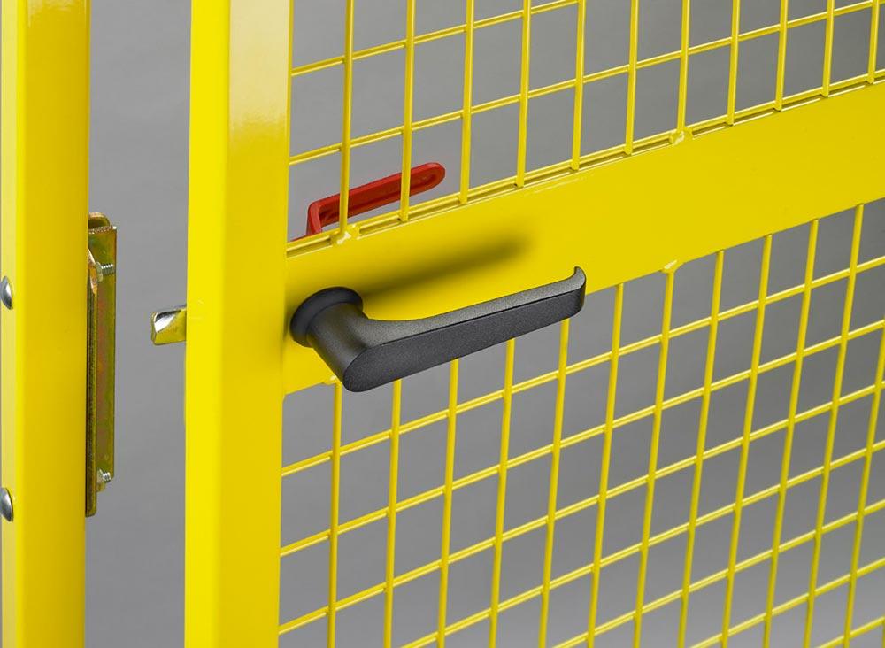Doppel-Flügeltür für Maschinenschutzgitter, abschließbar, BxH 2000x2000 mm, RAL 1018 zinkgelb