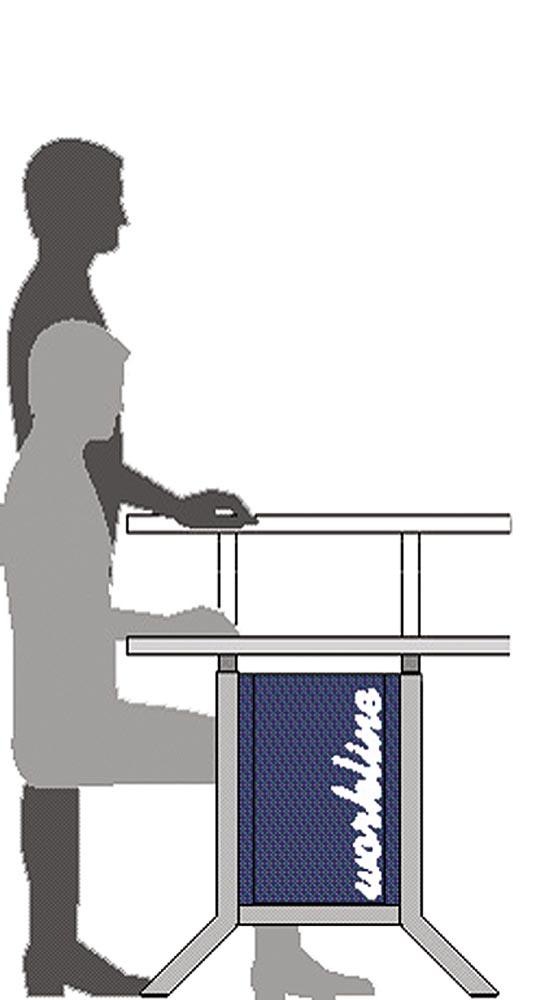 Arbeitsplatzsystem, Buche-Multiplexplatte, BxTxH 1500x750x735-1100 mm, Höhenverstellung per Klemmfeststellung, 1 Aufbaugestell, RAL 7035/5013