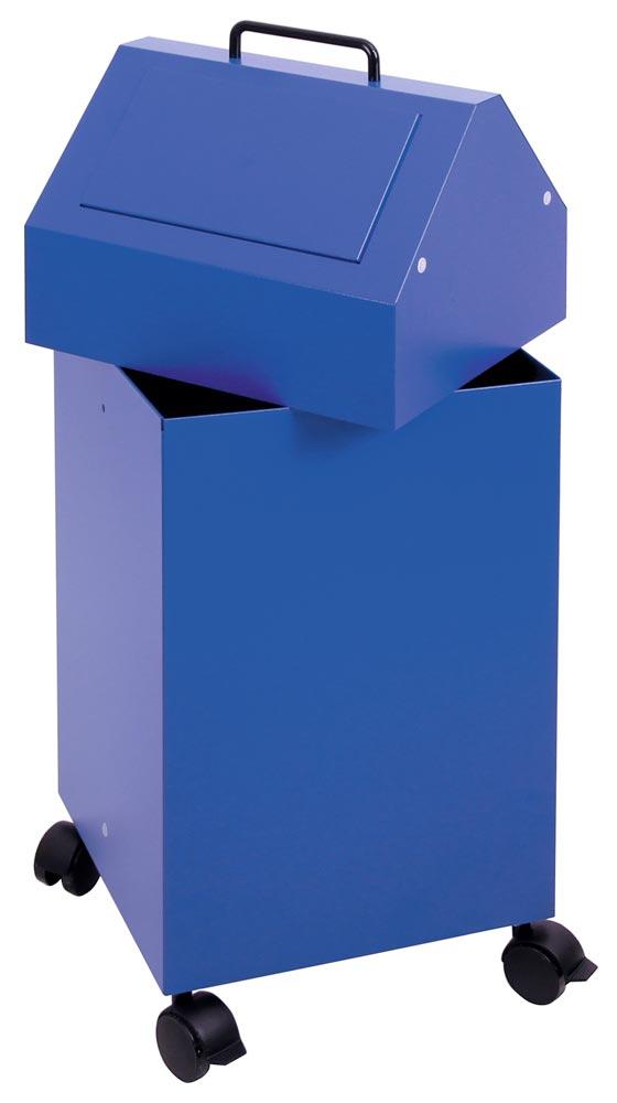 Abfallsammelbehälter, fahrbar, Volumen 45 Liter, BxTxH 330x310x710 mm, RAL 5010 enzianblau