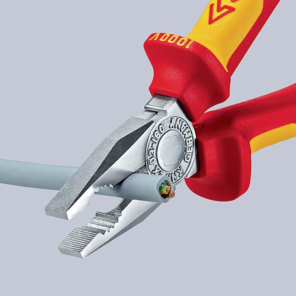 Kombizange Länge 180 mm Mehrkomponenten-Hüllen verchromt VDE mit Befestigungsöse Kombizange Länge 180 mm Mehrkomponenten-Hüllen verchromt VDE mit Befestigungsöse