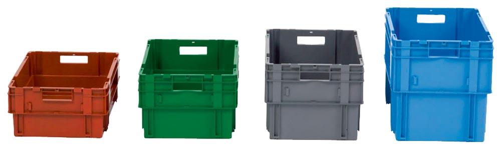 Drehstapelbehälter, PP, LxBxH 600x400x270 mm, Volumen 50 l, Farbe grau, VE 2 Stück