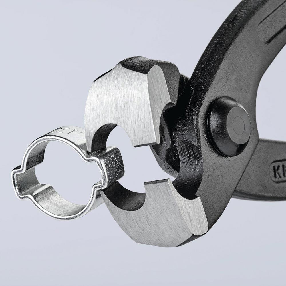 Ohrklemmenzange Gesamtlänge 220 mm Kopf schwarz atramentiert Kunststoff-Überzug seitliche Pressnase Ohrklemmenzange Gesamtlänge 220 mm Kopf schwarz atramentiert Kunststoff-Überzug seitliche Pressnase
