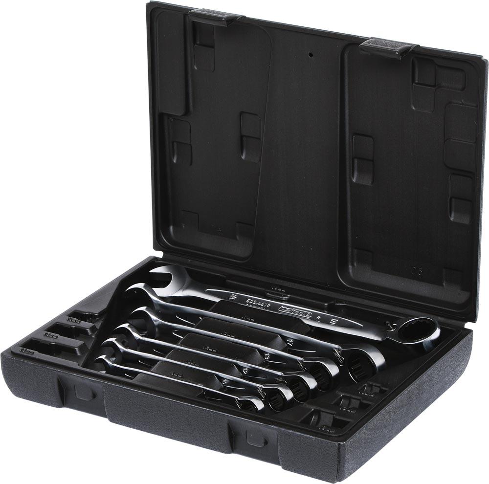 Ratschen-Ringmaulschlüssel-Satz GEARplus, umschaltbar, 6tlg., 8-19 mm, Kstst.-Kasten Ratschen-Ringmaulschlüssel-Satz GEARplus, umschaltbar, 6tlg., 8-19 mm, Kstst.-Kasten