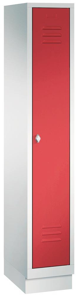 Garderobenschrank, einzeln verschließ. Abteil, BxTxH 320x500x1800 mm, 1 Abteil, B 300 mm, Sockel, Drehriegel, RAL 7035/3003