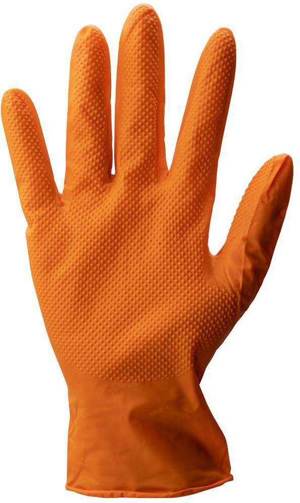 Einweghandschuhe Grip Orange Größe 8 orange Nitril EN 388, EN 374 PSA-Kategorie III 50 Stück / Box