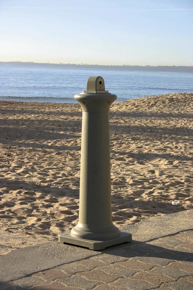 Standascher, rund mit Fuß, Polyethylen, sandbeige, TxH 330x980 mm, Kapazität 600 Zigaretten