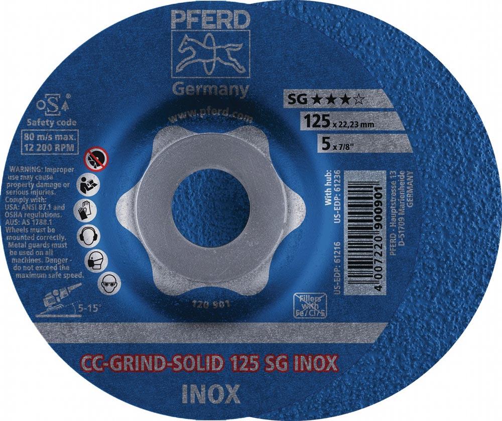 Schleifscheibe CC-GRIND-SOLID SG INOX D125xSmm gekröpft INOX Bohrung 22,23 mm