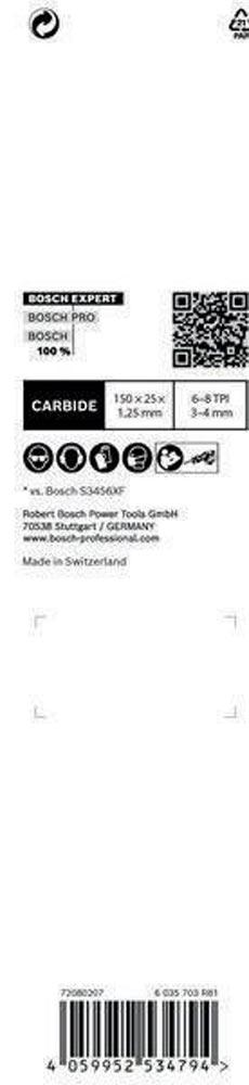 Säbelsägeblatt Expert Multimaterial Länge 150 mm Breite 25 mm Zahnteilung TPI 6-8 3-4 mm S-Schaft 1 Stück / Karte
