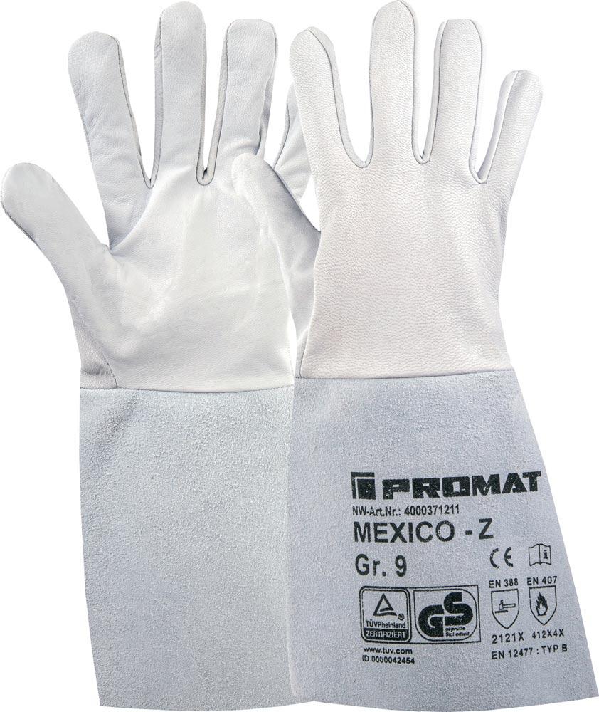 Schweißerhandschuhe Mexico Z Größe 9 grau EN 388, EN407, EN12477 PSA-Kategorie II 10 Paar
