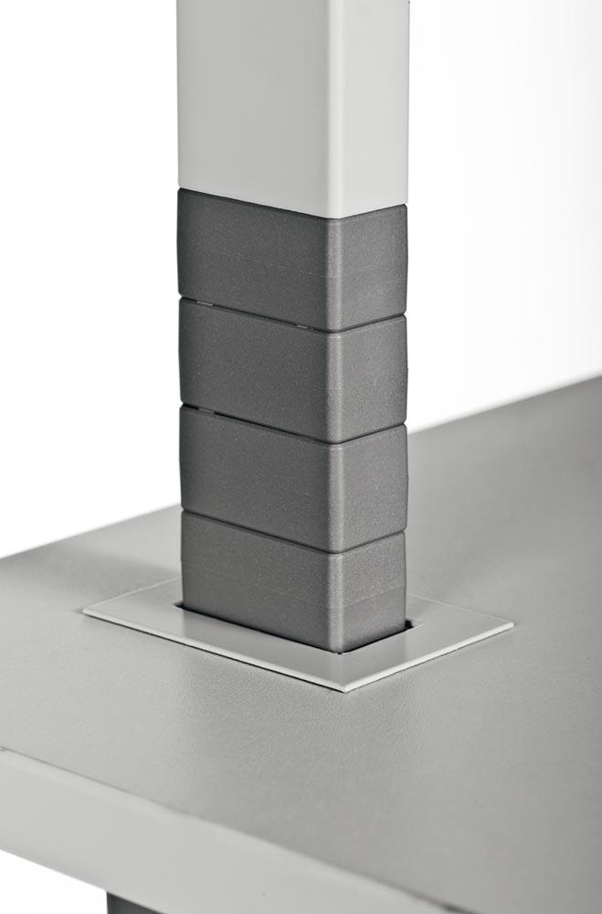 Computertisch, BxTxH 750x534x950-1150 mm, 4 Böden, höhenverstellbarer Tastaturauszug, fahrbar, lichtgrau