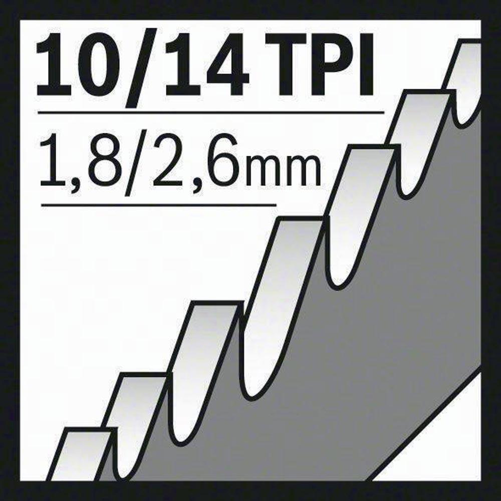 Säbelsägeblatt S 1125 VF Länge 225 mm Breite 19 mm Zahnteilung TPI 10/14 1,8 / 2,6 mm varioverzahnt 25 Stück / Karte
