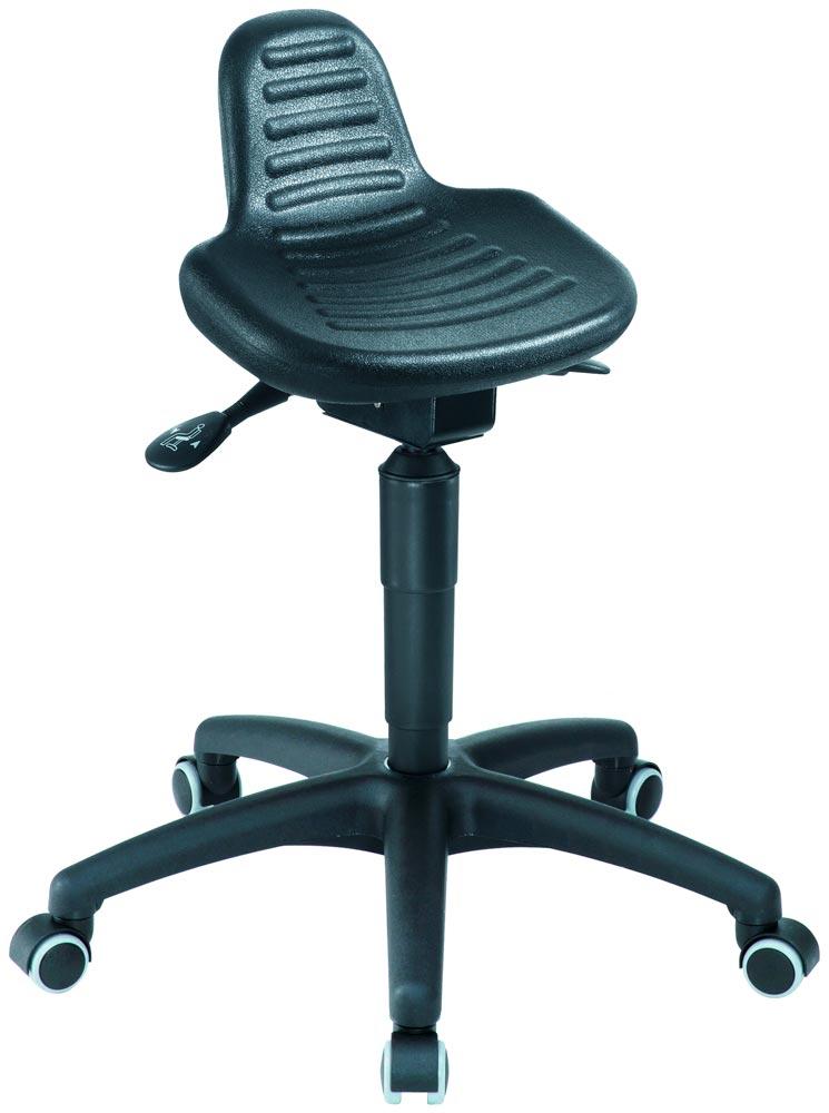 Arbeitshocker mit Rollen, Sitzfläche aus schwarzem PU-Schaum, Sitz Höhe 450-580 mm